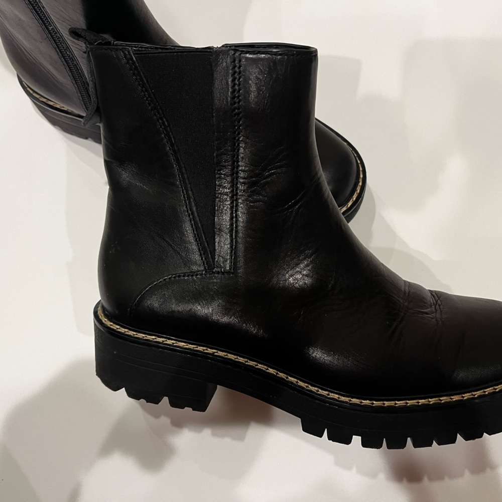 Black leather booties